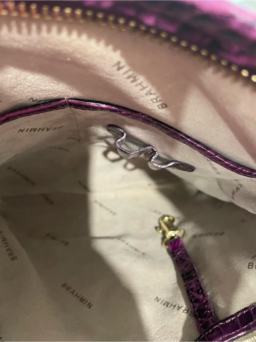 Brahmin Vibrant Purple Croc-Embossed Leather Crossbody - Picture 5 of 5